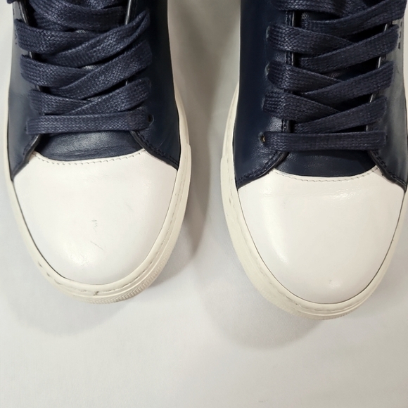Buscemi Navy Blue Italian Leather Hi Top Sneakers With Padlock Size 40/US 7 - Picture 4 of 9
